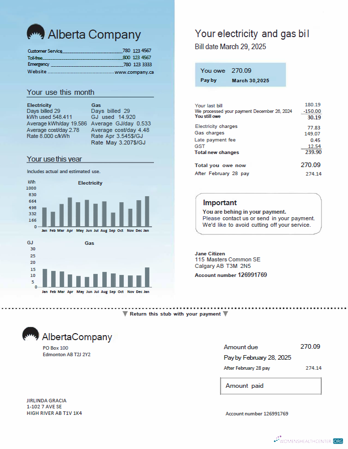 download download Canada Alberta Company utility bill template in Word and PDF formats PDF template PDF template
